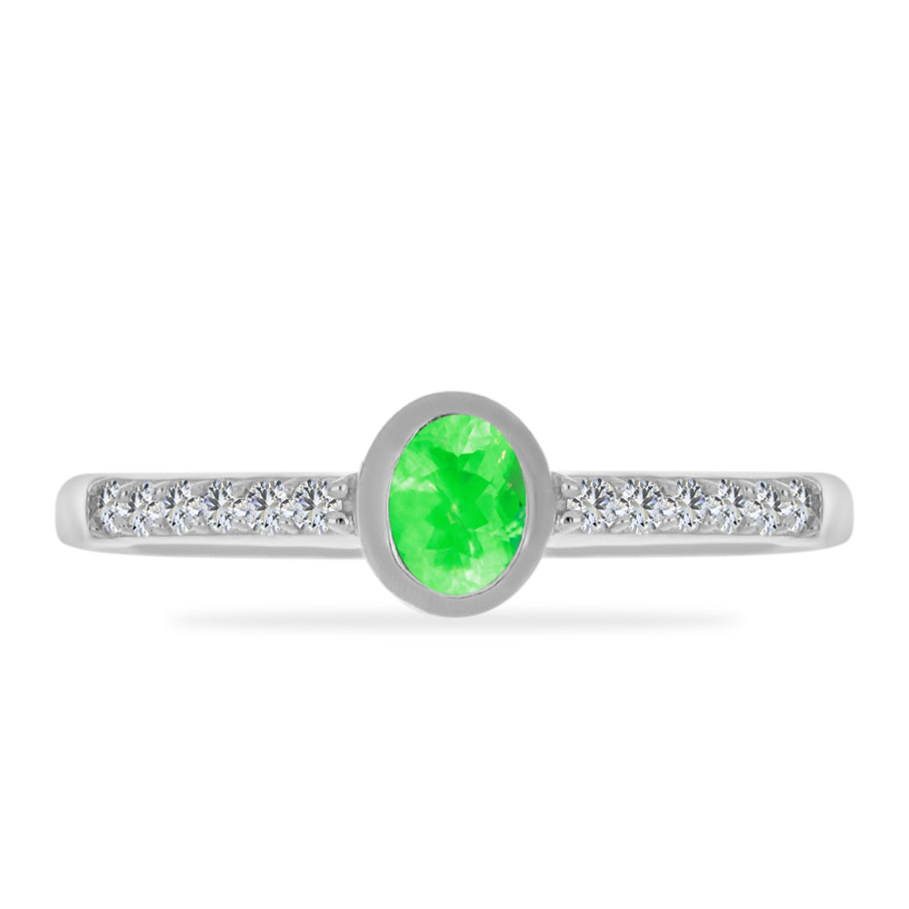 Silberring mit Hyalit-Opal und weißem Topas