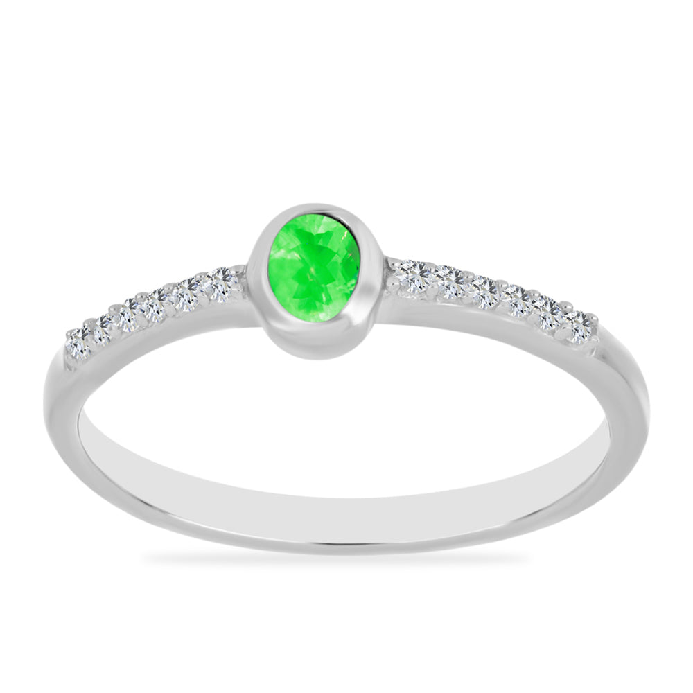 Silberring mit Hyalit-Opal und weißem Topas 3 