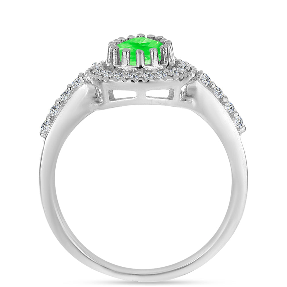 Silberring mit Hyalit-Opal und weißem Topas 2 