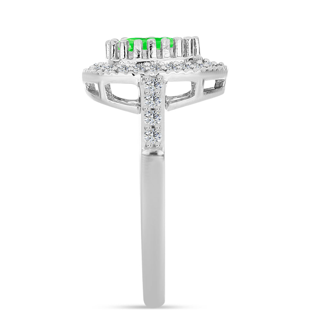 Silberring mit Hyalit-Opal und weißem Topas 4 