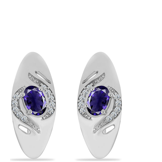 Silberohrringe mit Iolith und weißem Topas