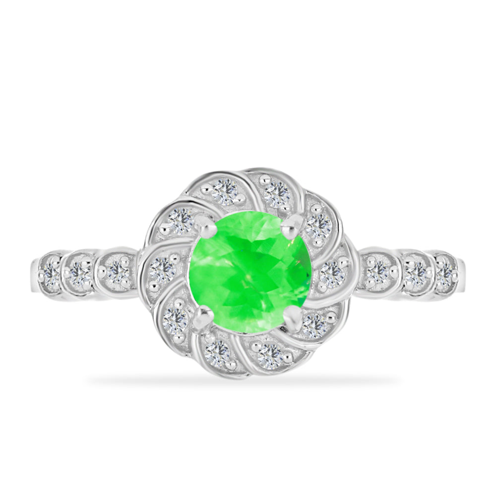 Silberring mit Hyalit-Opal und weißem Topas 1 