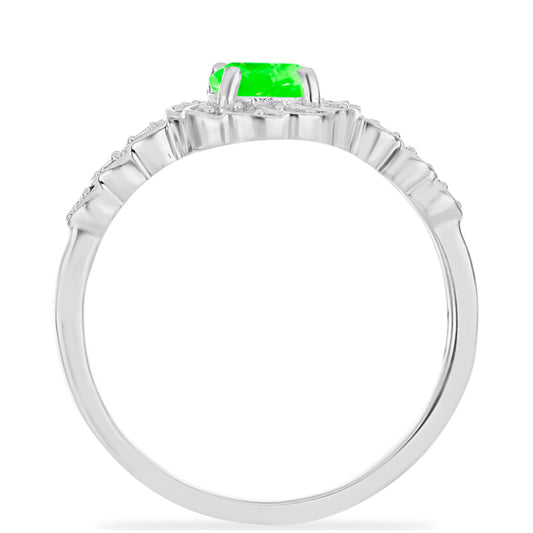 Silberring mit Hyalit-Opal und weißem Topas