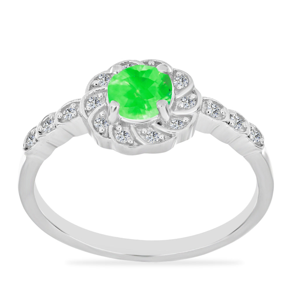 Silberring mit Hyalit-Opal und weißem Topas 3 