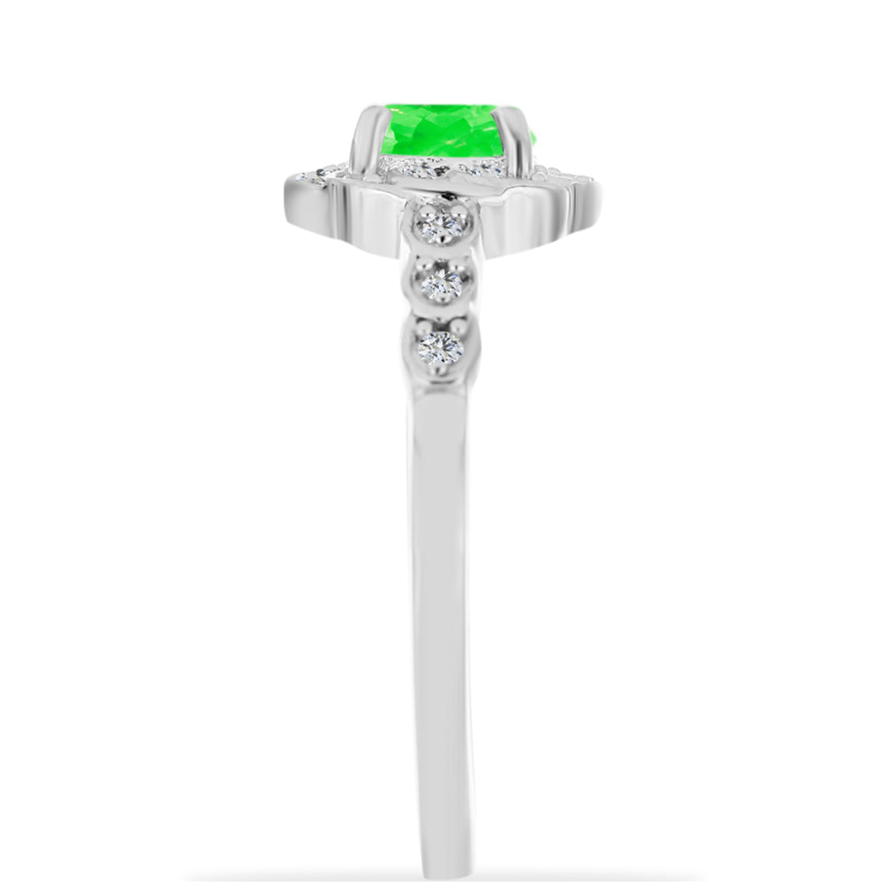 Silberring mit Hyalit-Opal und weißem Topas