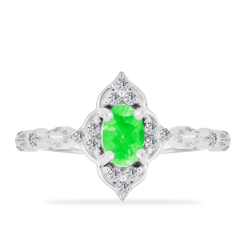 Silberring mit Hyalit-Opal und weißem Topas