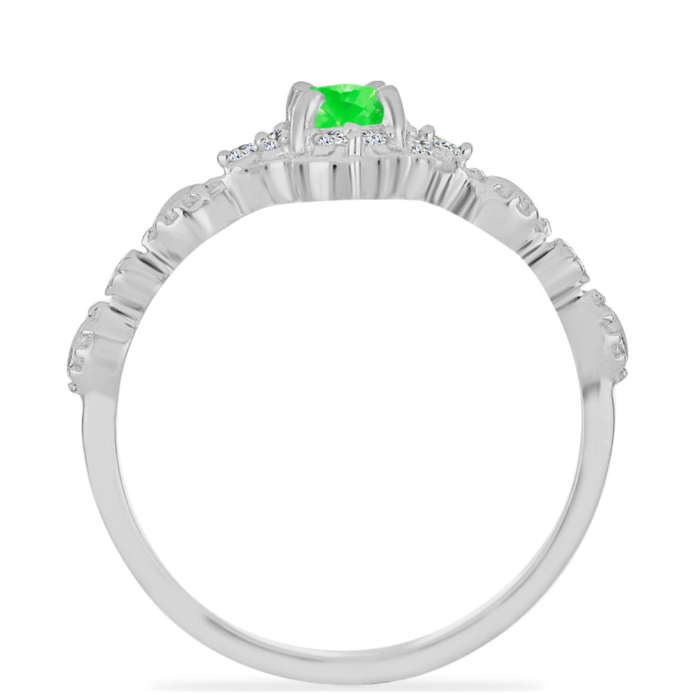 Silberring mit Hyalit-Opal und weißem Topas