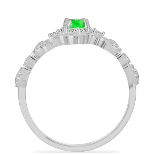 Silberring mit Hyalit-Opal und weißem Topas