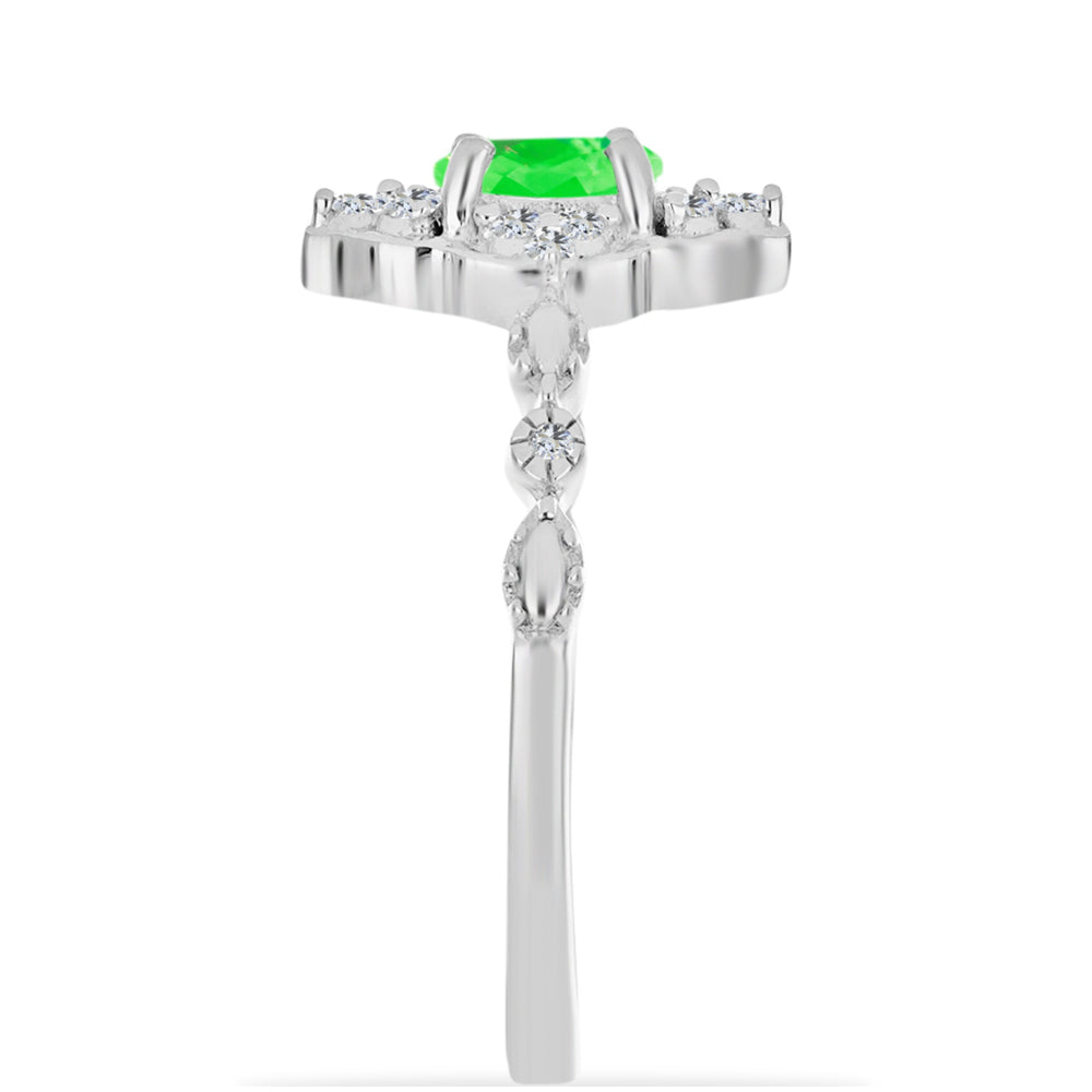 Silberring mit Hyalit-Opal und weißem Topas