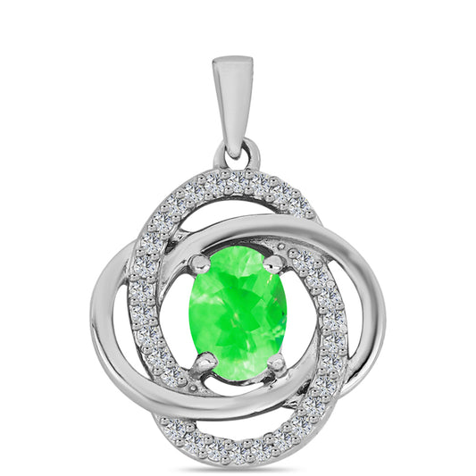 Silberanhänger mit Hyalit-Opal und weißem Topas