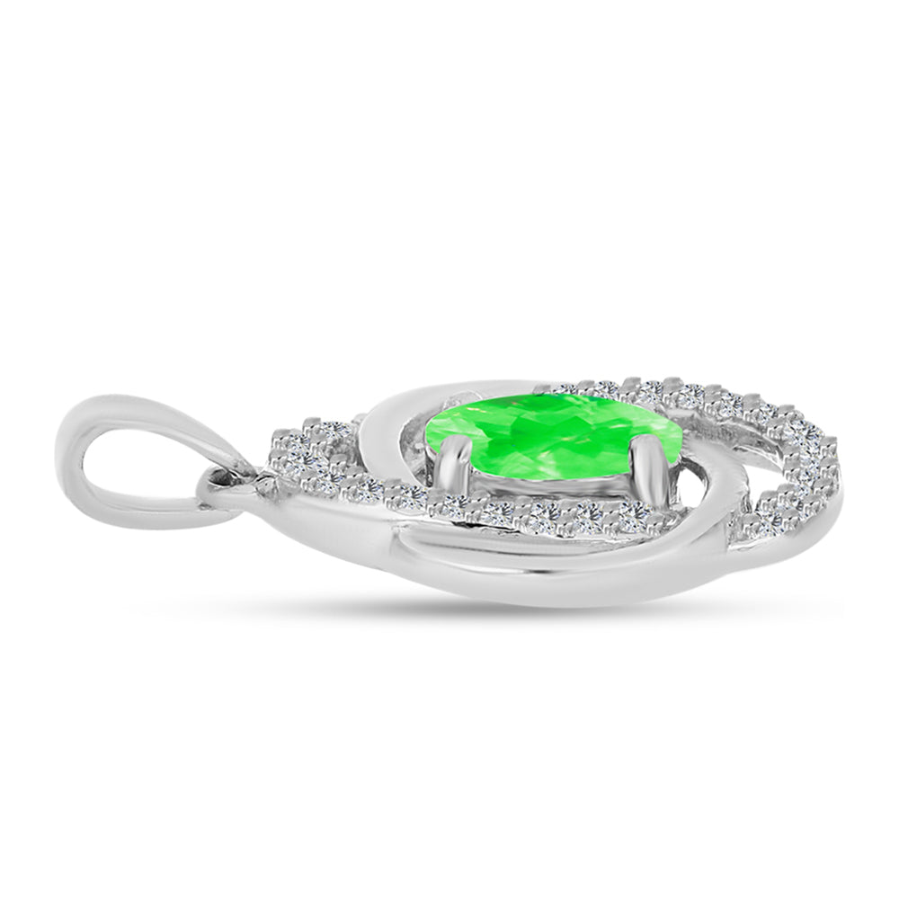 Silberanhänger mit Hyalit-Opal und weißem Topas