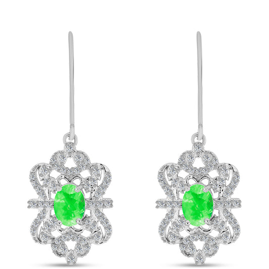 Silberohrringe mit Hyalit-Opal und weißem Topas