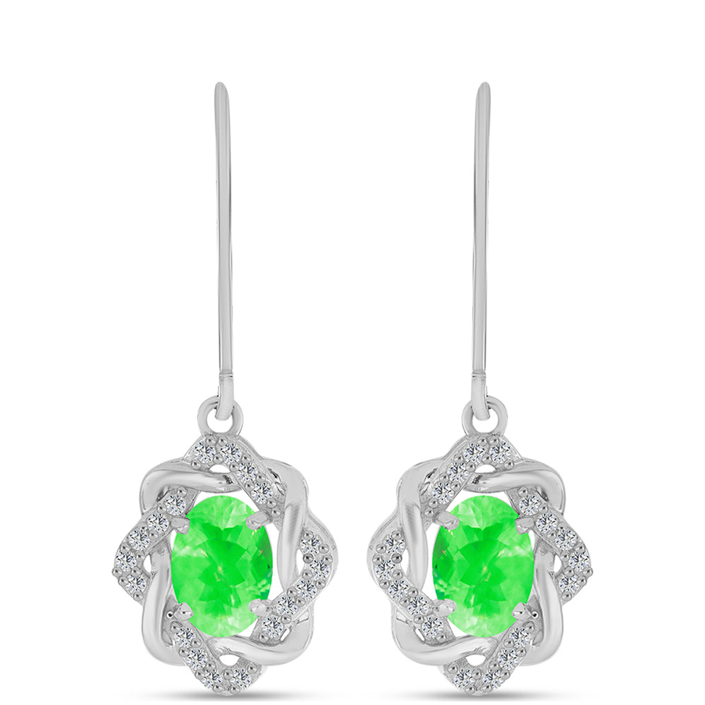 Silberohrringe mit Hyalit-Opal und weißem Topas