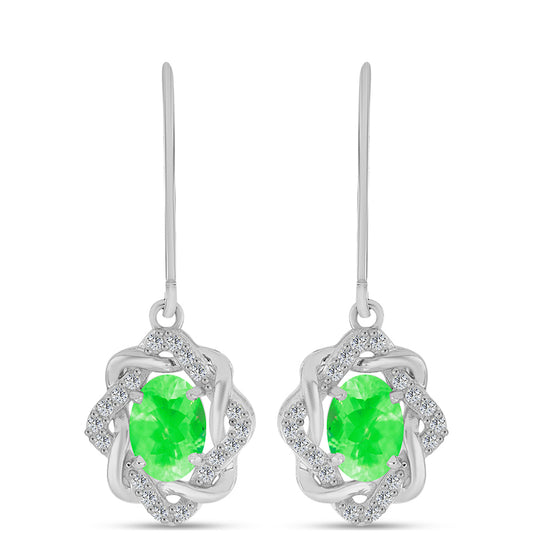 Silberohrringe mit Hyalit-Opal und weißem Topas