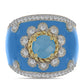 Goldplattierter Silberring mit Aqua-Chalcedon und weißem Topas