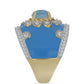Goldplattierter Silberring mit Aqua-Chalcedon und weißem Topas