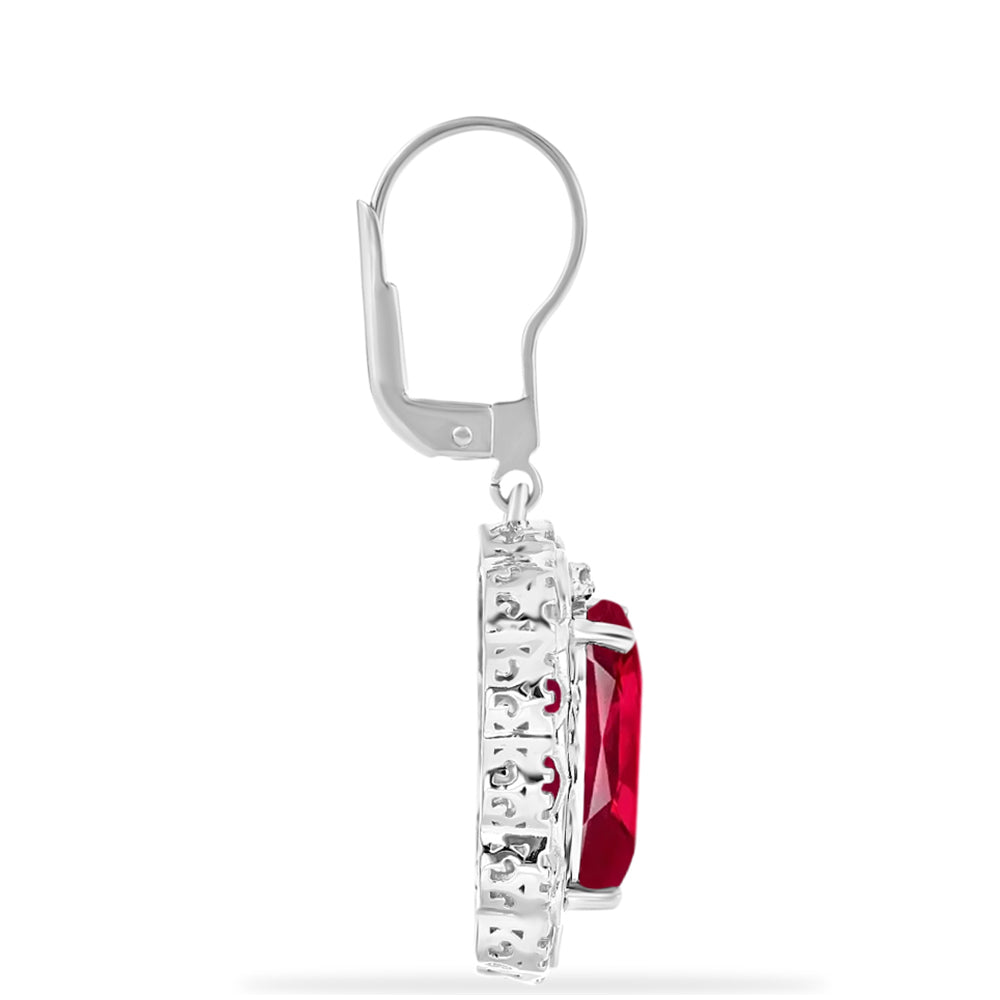 Silberohrringe mit Rubin aus Madagaskar und weißem Diamant