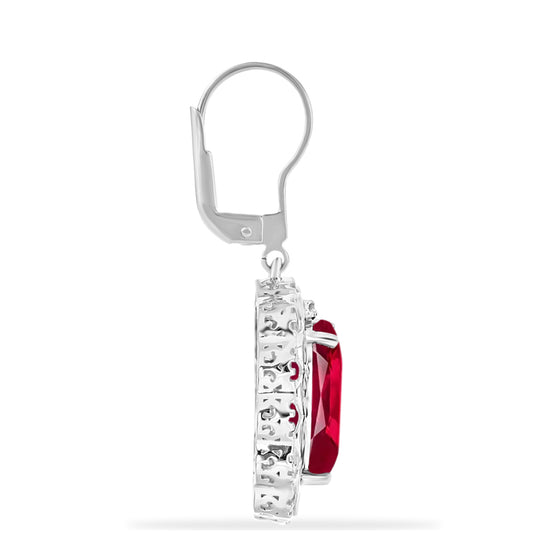 Silberohrringe mit Rubin aus Madagaskar und weißem Diamant