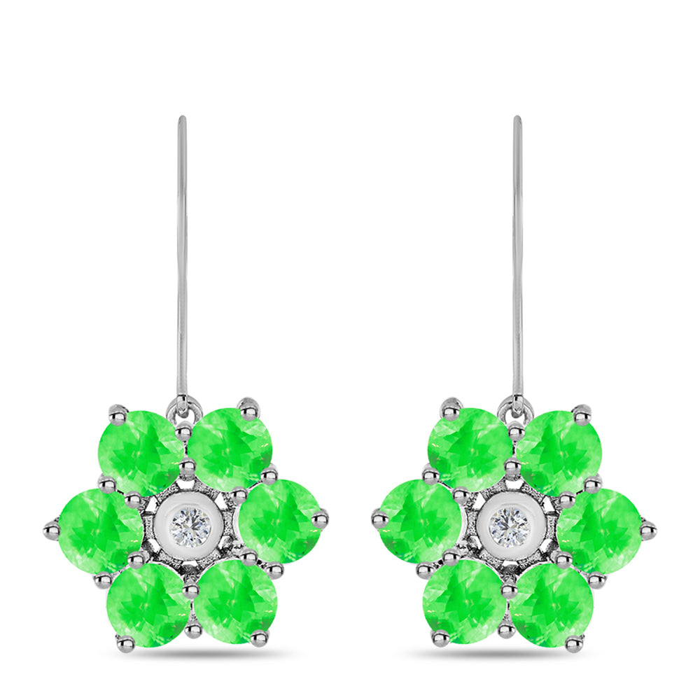 Silberohrringe mit Hyalit-Opal und weißem Topas