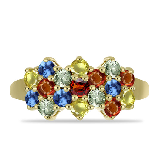 Goldplattierter Silberring mit regenbogenfarbenem Rosebery Saphir