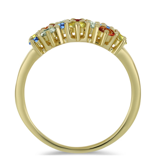 Goldplattierter Silberring mit regenbogenfarbenem Rosebery Saphir