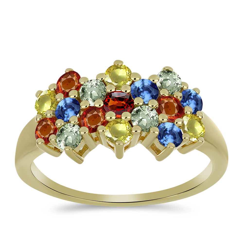 Goldplattierter Silberring mit regenbogenfarbenem Rosebery Saphir