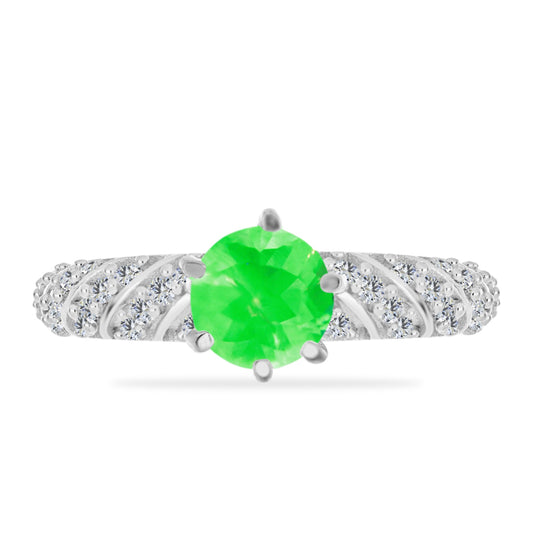 Silberring mit Hyalit-Opal und weißem Topas