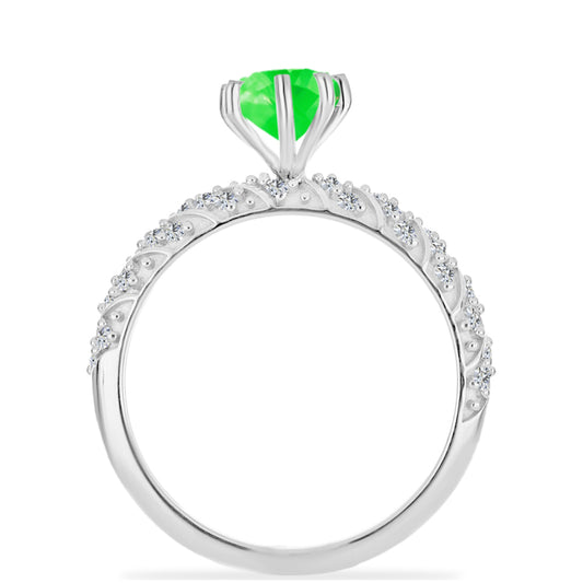 Silberring mit Hyalit-Opal und weißem Topas