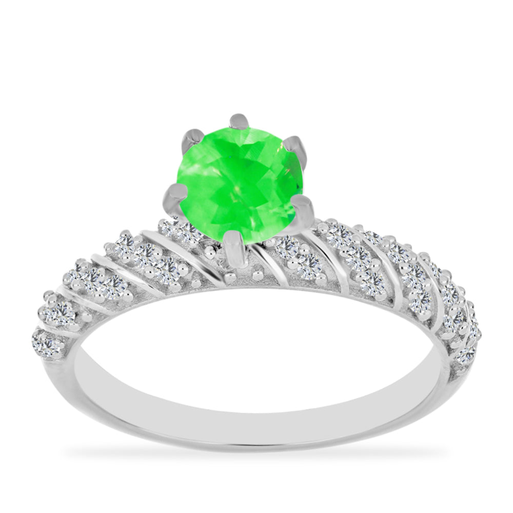 Silberring mit Hyalit-Opal und weißem Topas