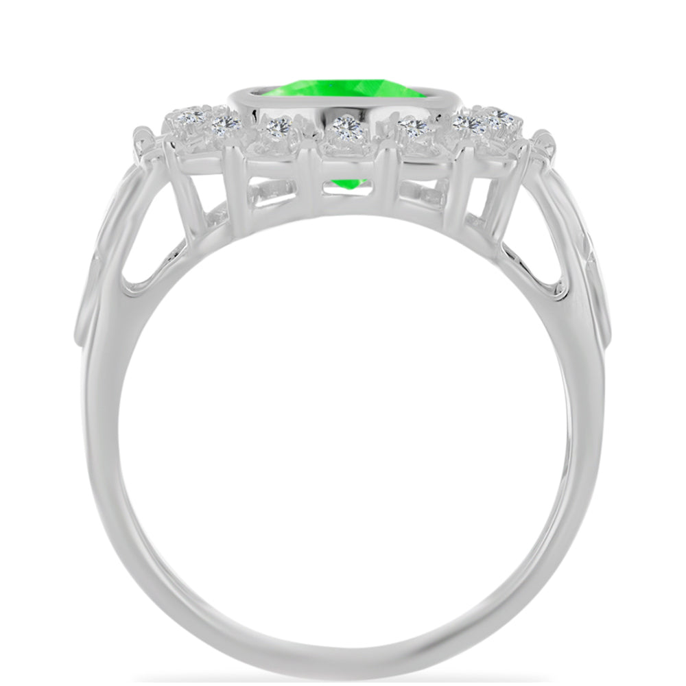 Silberring mit Hyalit-Opal und weißem Topas 2 