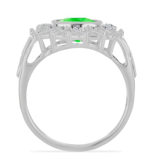 Silberring mit Hyalit-Opal und weißem Topas