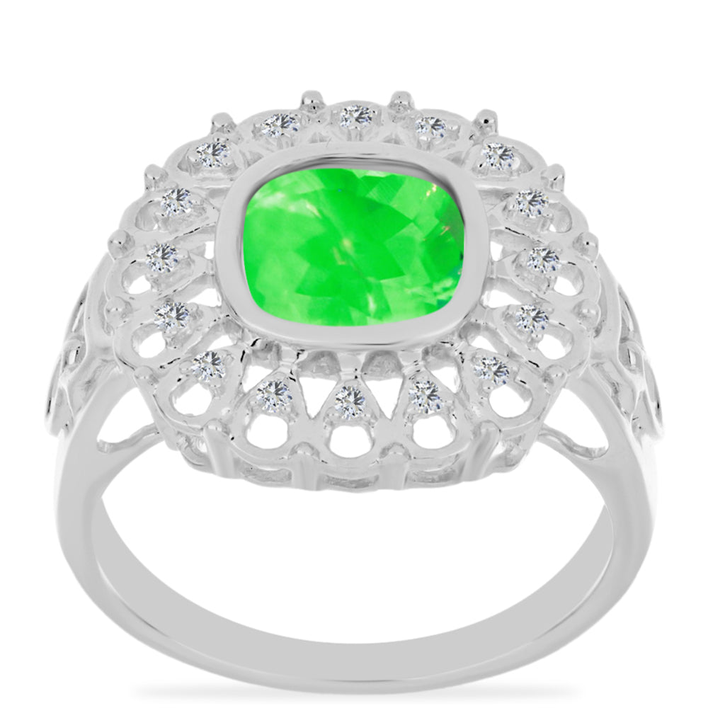 Silberring mit Hyalit-Opal und weißem Topas