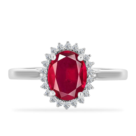 Silberring mit Rubin aus Madagaskar und weißem Diamant