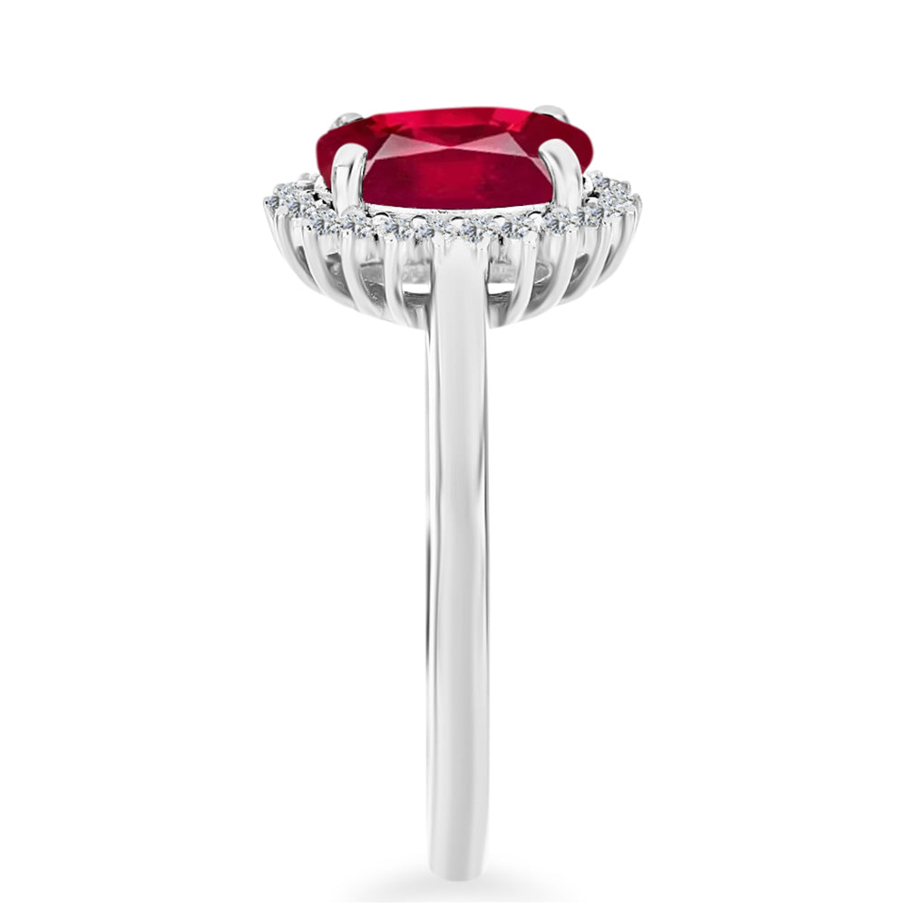 Silberring mit Rubin aus Madagaskar und weißem Diamant