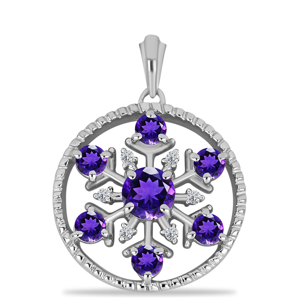 Silberanhänger mit marokkanischem Amethyst und weißem Topas