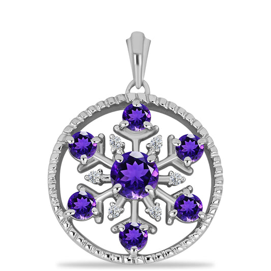 Silberanhänger mit marokkanischem Amethyst und weißem Topas