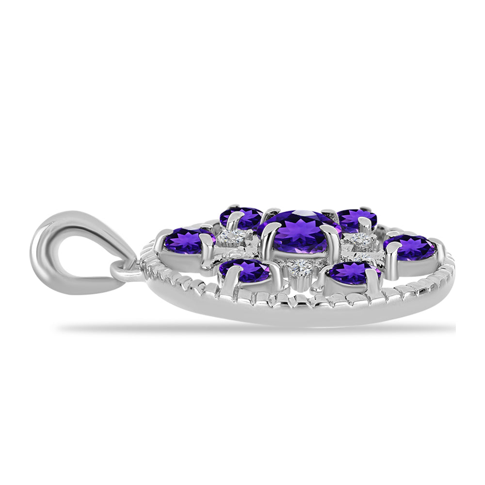 Silberanhänger mit marokkanischem Amethyst und weißem Topas 2 