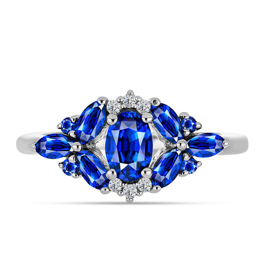 Silberring mit australischem blauem Saphir und weißem Topas