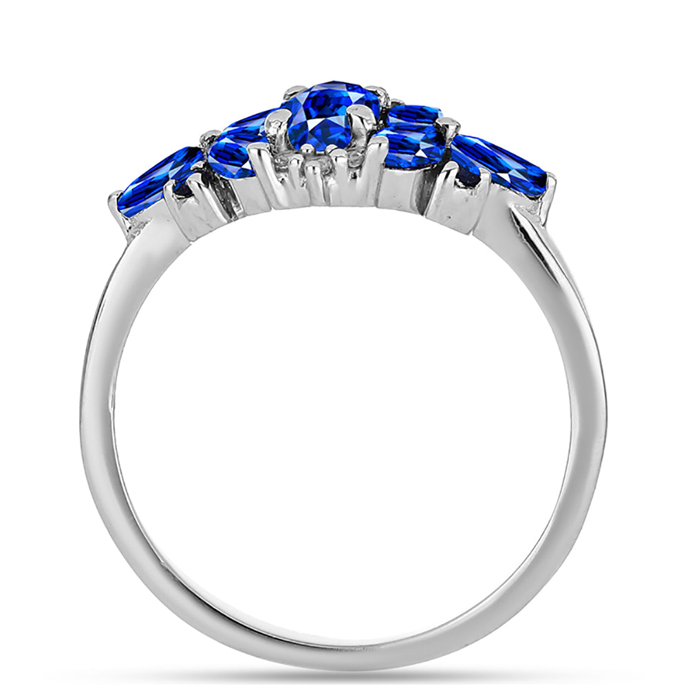 Silberring mit australischem blauem Saphir und weißem Topas