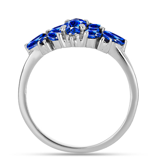 Silberring mit australischem blauem Saphir und weißem Topas