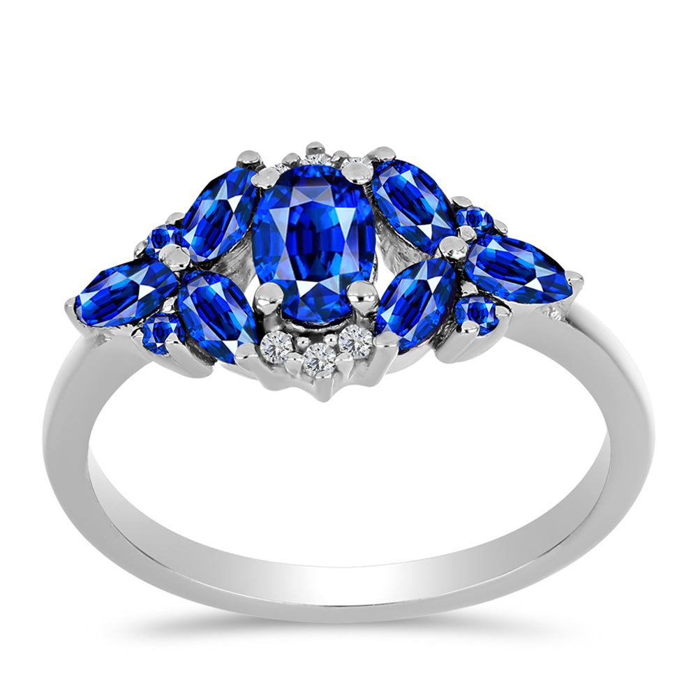 Silberring mit australischem blauem Saphir und weißem Topas 3 