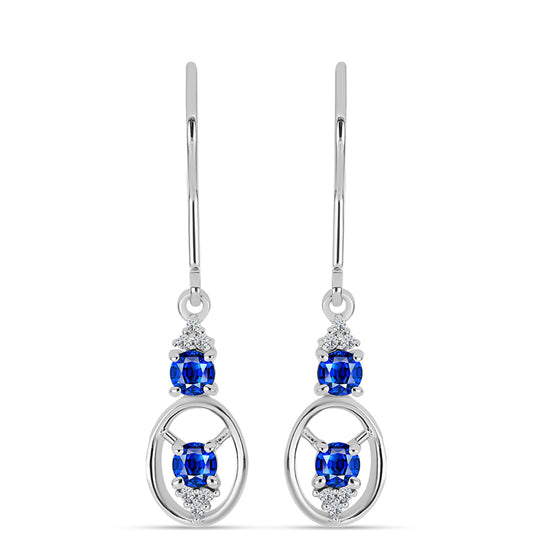 Silberohrringe mit australischem blauem Saphir und weißem Topas