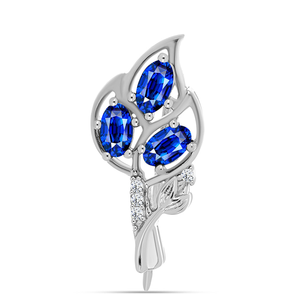 Silberbrosche mit australischem blauem Saphir und weißem Topas
