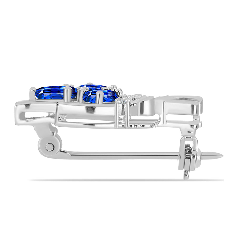 Silberbrosche mit australischem blauem Saphir und weißem Topas 2 