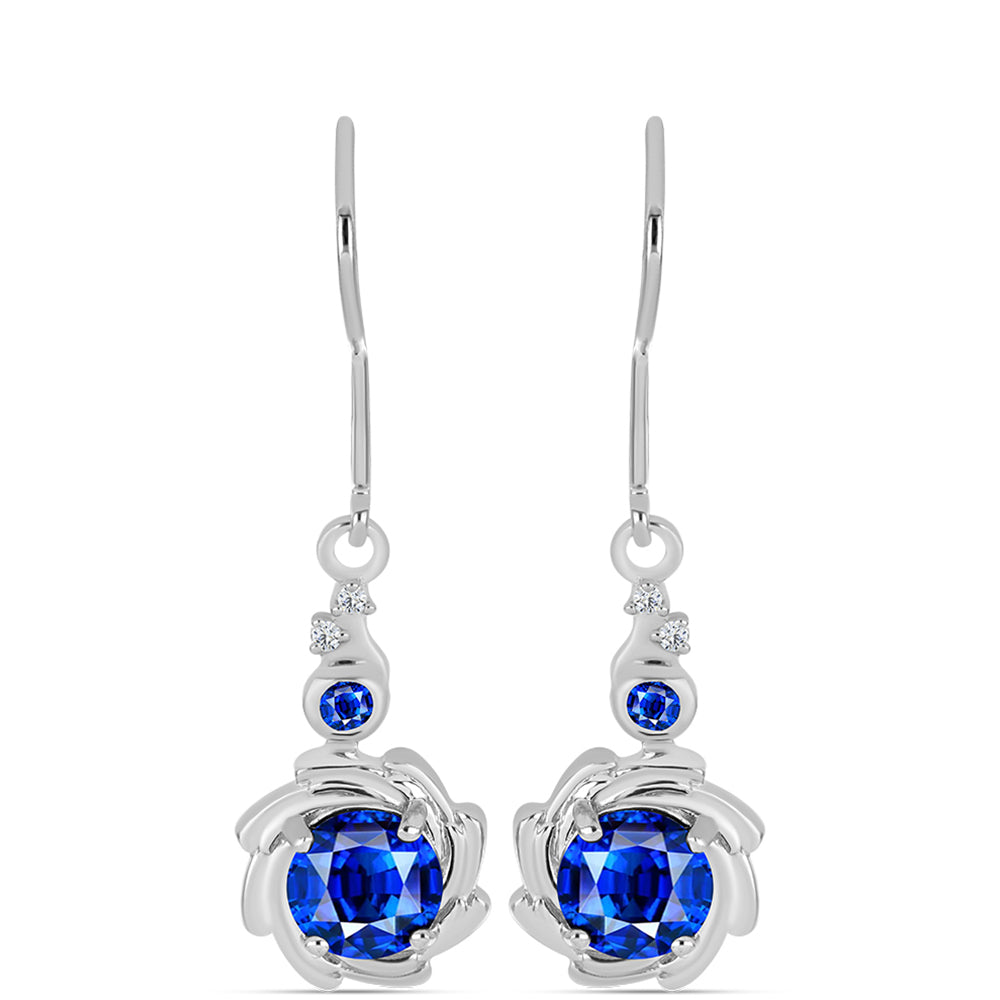 Silberohrringe mit australischem blauem Saphir und weißem Topas 1 