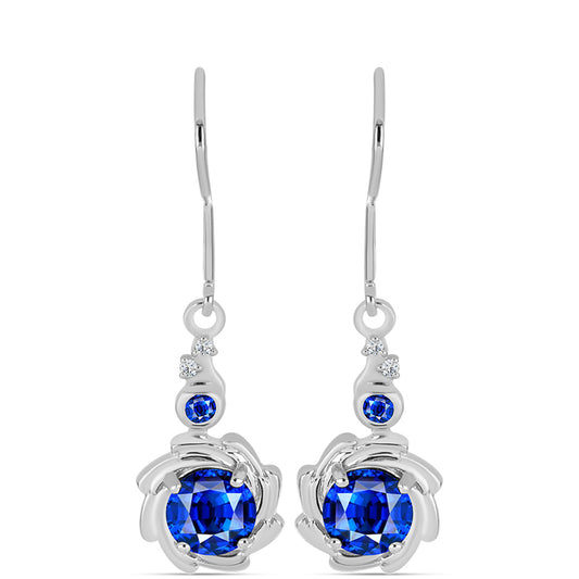 Silberohrringe mit australischem blauem Saphir und weißem Topas