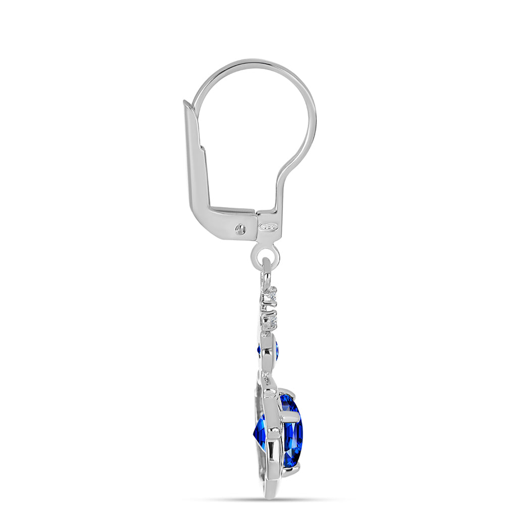 Silberohrringe mit australischem blauem Saphir und weißem Topas 2 