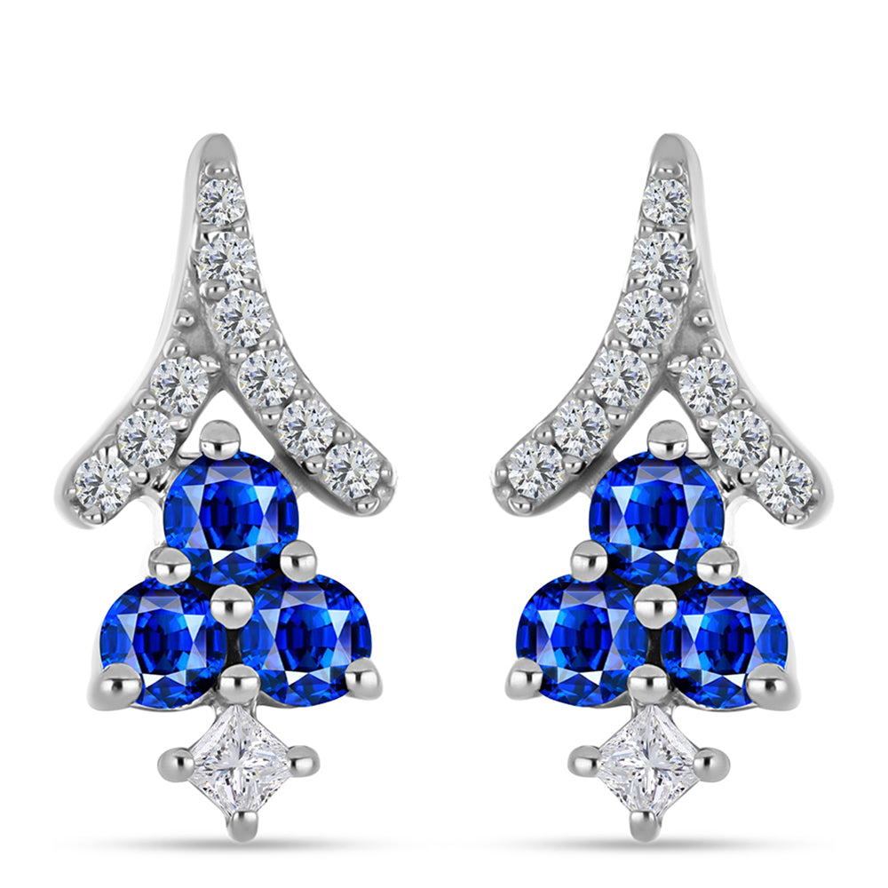 Silberohrringe mit australischem blauem Saphir und weißem Topas 1 
