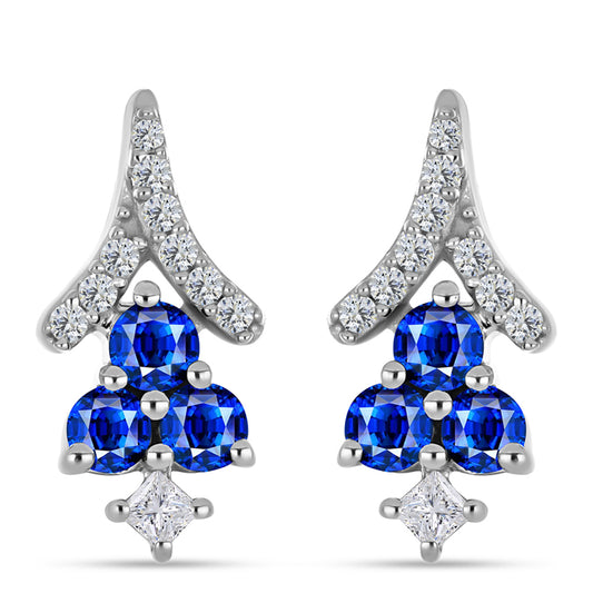 Silberohrringe mit australischem blauem Saphir und weißem Topas