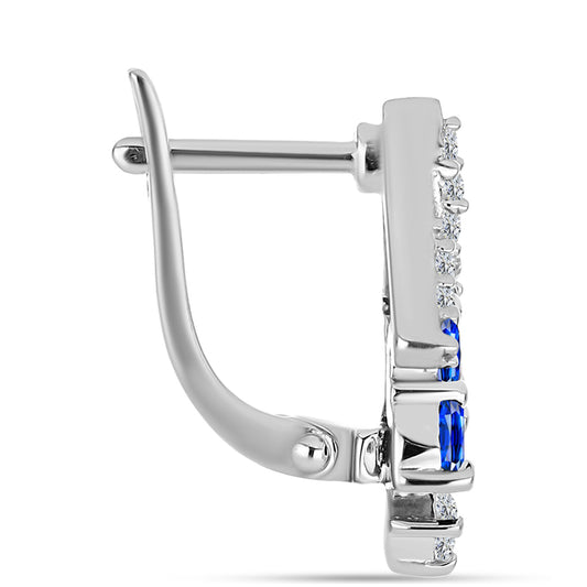 Silberohrringe mit australischem blauem Saphir und weißem Topas